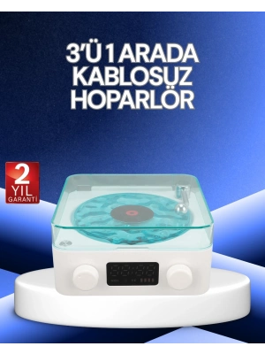 ® 3-1 Kablosuz Bluetooth Hoparlör – Gece Lambalı, Saatli, Retro Tasarım