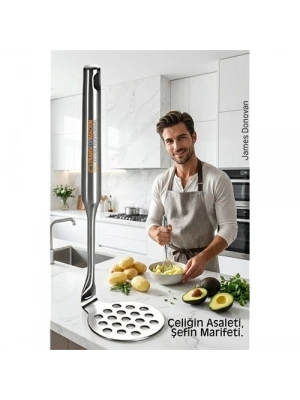 ® 304 Paslanmaz Çelik Lüks Patates Ezici - 23 cm Profesyonel Püre Yapıcı & Mutfak Gereci