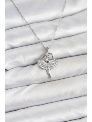 ® 316L Çelik Gümüş Renk Balerin Model Kadın Kolye