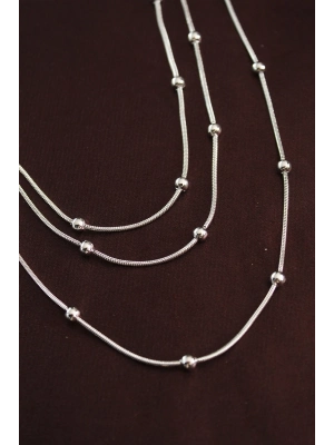 ® 316L Çelik Gümüş Renk Minimal Topçuk Model Çoklu Kolye