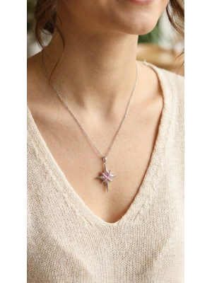 ® 316L Çelik Gümüş Renk Zirkon Taşlı Kutup Yıldızı Model Kadın Kolye