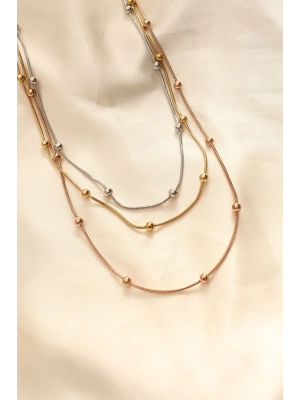 ® 316L Çelik Karışık Renkli Topçuk Tasarımlı Çoklu Kolye