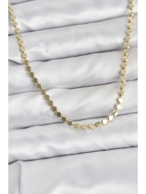 ® 316L Çelik Zincir Gold Renk Ezme Zincir Model  45 cm Kadın Kolye