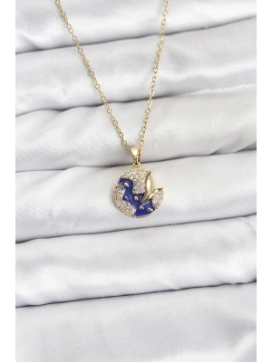 ® 316L Çelik Zincir Gold Renk Gece Model Zirkon Taşlı Kadın Kolye