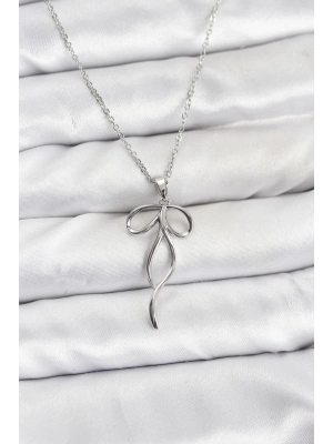 ® 316L Çelik Zincir Gümüş Renk Fiyonk Model Kadın Kolye
