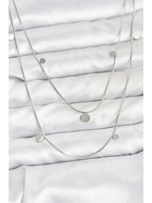 ® 316L Çelik Zincir Gümüş Renk Pullu Kadın Kolye