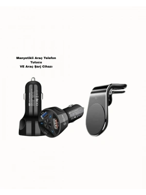 ® 360° Döner Telefon Tutucu ve 55W Hızlı Araç Şarj Aksesuar Seti