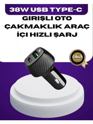 ® 38W Çift Çıkışlı Araç Şarj Cihazı – Type-C ve USB PD Destekli