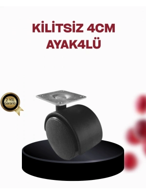® 4 cm Döner Ayak Kilitsiz 4 Adet Mobilya ve Sehpa Ayağı