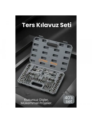 ® 40 Parça Profesyonel Metrik Ters Kılavuz ve Pafta Seti   - Hassas Diş Açma ve Onarım Takımı