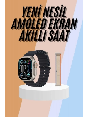 ® 49mm Akıllı Saat Amoled Ekranlı Kadın Erkek Kol Saati Plastik Kordon