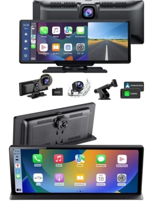 ® 4K 10.2 İnç Çift Kameralı Araç Multimedya Ekranı CarPlay Kablosuz Tüm Cihazlara Uyumlu
