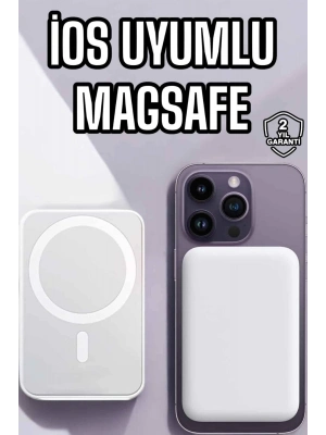 ® 5000 Mah İOS Uyumlu Magsafe Kablosuz Şarj Hızlı Şarj Desteği