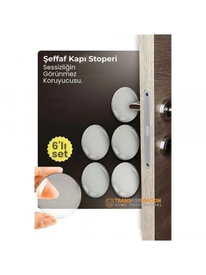 ® 6lı Kristal Koruma  Şeffaf Kapı Stoperi Tampon Seti | Duvar & Mobilya Çarpma Önleyici