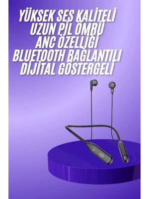 ® 60 Saat Kablolu Boyun Askılı Dijital Göstergeli Bluetooth Kulaklığı