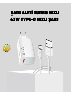 ® 67W Süper Hızlı Şarj Adaptörü ve Kablo Seti – Güvenli, Kompakt ve Ergonomik Tasarım
