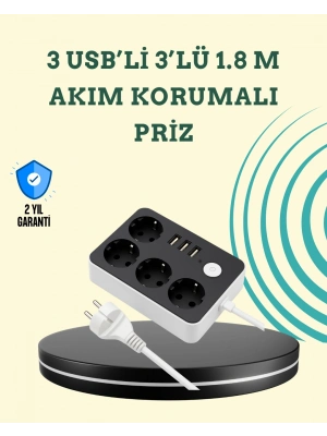 ® 7 Cihazı Aynı Anda Destekleyen 3 USB Portlu 4’lü Priz