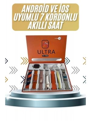 ® 7 Kordonlu Akıllı Saat Plastik Kordon Hasır Kordon Çelik Kordon