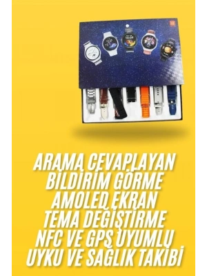 ® 7 Kordonlu Akıllı Saat Siyah Kasa Dokunmatik Ekran Uyku ve Sağlık Takibi