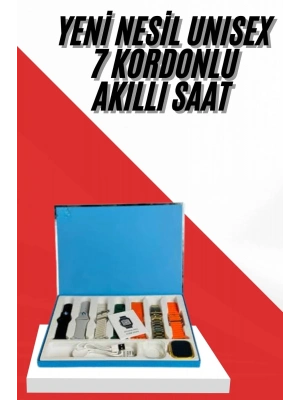 ® 7 Kordonlu Unisex Akıllı Saat Çoklu Kordon Seçeneği Amoled Ekran