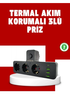 ® 7 Portlu Çoklu Priz USB ve Type-C Girişli Akıllı Güç Ünitesi