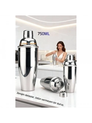 ® 750 ml Inox Shaker - Kokteyl Karıştırma Kabı  Süzgeçli Bar Shaker Paslanmaz Çelik