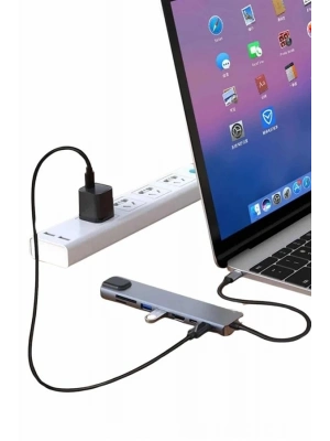 ® 8 Port Çoklayıcı Macbook Ile Uyumlu Çoğaltıcı Type-C dönüştürücü TF SD kart