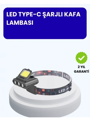800 Lumen LED Kafa Lambası COB ve XPE Led Type C Şarjlı Ayarlanabilir