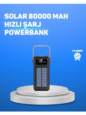 ® 80000 mAh Yüksek Kapasiteli Powerbank Göstergeli Solar Şarj Cihazı