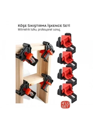® 90 Derece Köşe Sıkıştırma İşkence Seti 4lü - Köşe Tutucu Köşe Birleştirici