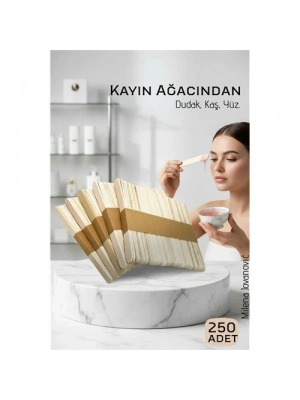 ® Ahşap Yüz ve Kaş Ağda Spatulası 250 Adet - Ultra Pürüzsüz Profesyonel Makyaj ve Maske Çubuğu 719424