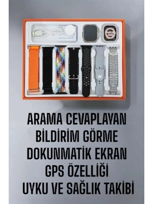 ® Akıllı Saat 7 Kordonlu Metal,Plastik Ve Hasır Kordon Seçeneği