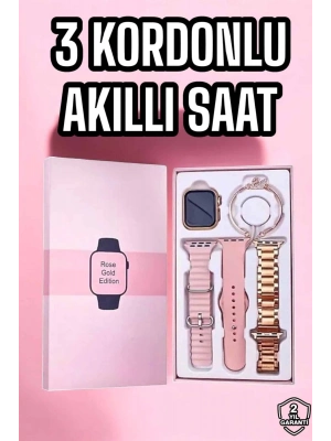 ® Akıllı Saat Amoled Ekran 3 Kordonlu Aksesuar Hediyeli Sesli Görüşme