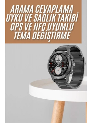 ® Akıllı Saat Çelik Kordon Çağrı Cevaplama Amoled Ekran Titreşimli Uyku ve Sağlık Takibi
