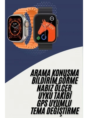 ® Akıllı Saat Kordon Hediyeli Güçlü Batarya Kapasiteli Titreşimli Bildirim Görme Unisex