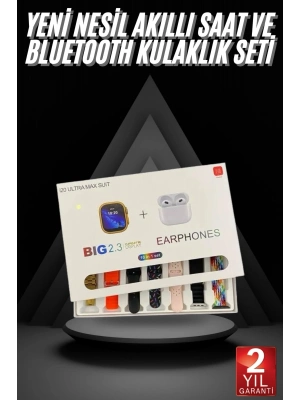 ® Akıllı Saat ve Air Pro Kulaklık 7 Kordonlu Çok Fonksiyonlu İkili Set