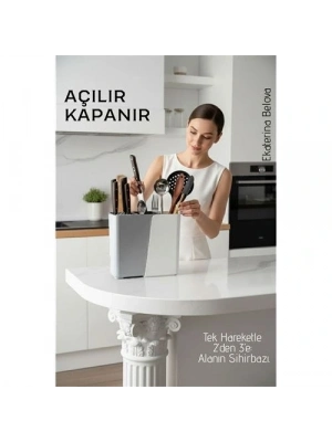 ® Akıllı Sürgülü Bıçaklık ve Kaşıklık Organizeri - Ayarlanabilir Tezgah Üstü Mutfak Düzenleyici