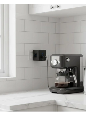 ® Akım ve Voltaj Korumalı Küp Priz 3 USB Destekli