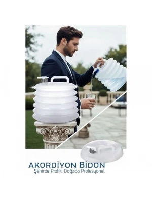 ® Akordiyon Bidon - Katlanabilir Lüks Su Taşıma Ünitesi | 10L Şeffaf Tasarım