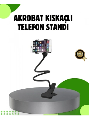 ® Akrobat Masaüstü Mandallı Telefon Tutucu 360 Derece Dönebilen