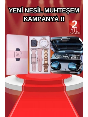 ® Aksesuar Hediyeli Akıllı Saat ve Dijital Göstergeli Powerbankli Bluetooth Kulaklık