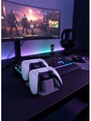 ® Antrasit İkili Gamepad Tutucu 7x18 cm Masa ve Raf Düzeni