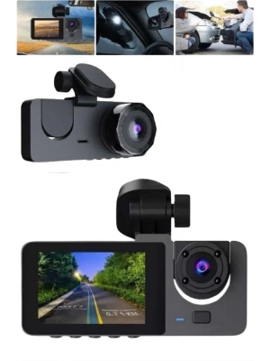 ® Araç İçi Dikiz Kamerası Sürüş Kaydedici 3 Lensli DVR Kamera