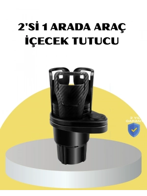 ® Araç İkili Bardak Tutucu Ayarlanabilir Genişlik 360° Döner Sistem