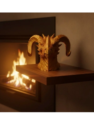 ® Asil Tasarım Gold–Red Ejderha Heykeli Hediyelik Fantastik Dekor