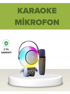 ® Astronot Tasarımlı Bluetooth Speaker ve Kablosuz Mikrofon Karaoke Seti