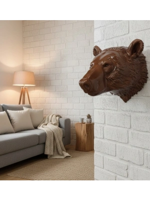 ® Ayı Başı Duvar Dekoru Modern Asılabilir Heykel 25x19 cm