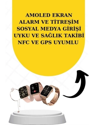 ® Bileklikli Amoled Ekran Akıllı Saat ve Dijital Göstergeli Kablosuz Bluetooth Kulaklık ANC/ ENC