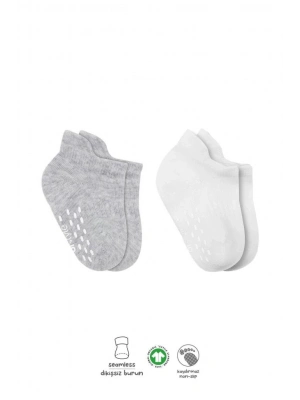 ®   2Li Sneakers Kaymaz Basic Penye Çorap 20103 Gri Beyaz