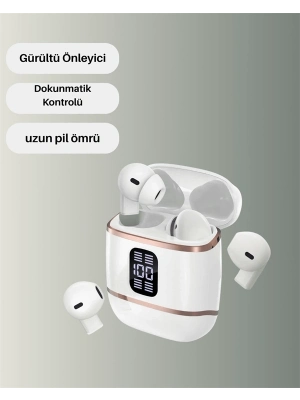 ® Bluetooth 5.3 Kulaklık – 4 Adet, Çift Kulaklıklı, Dijital Göstergeli, ANC + ENC